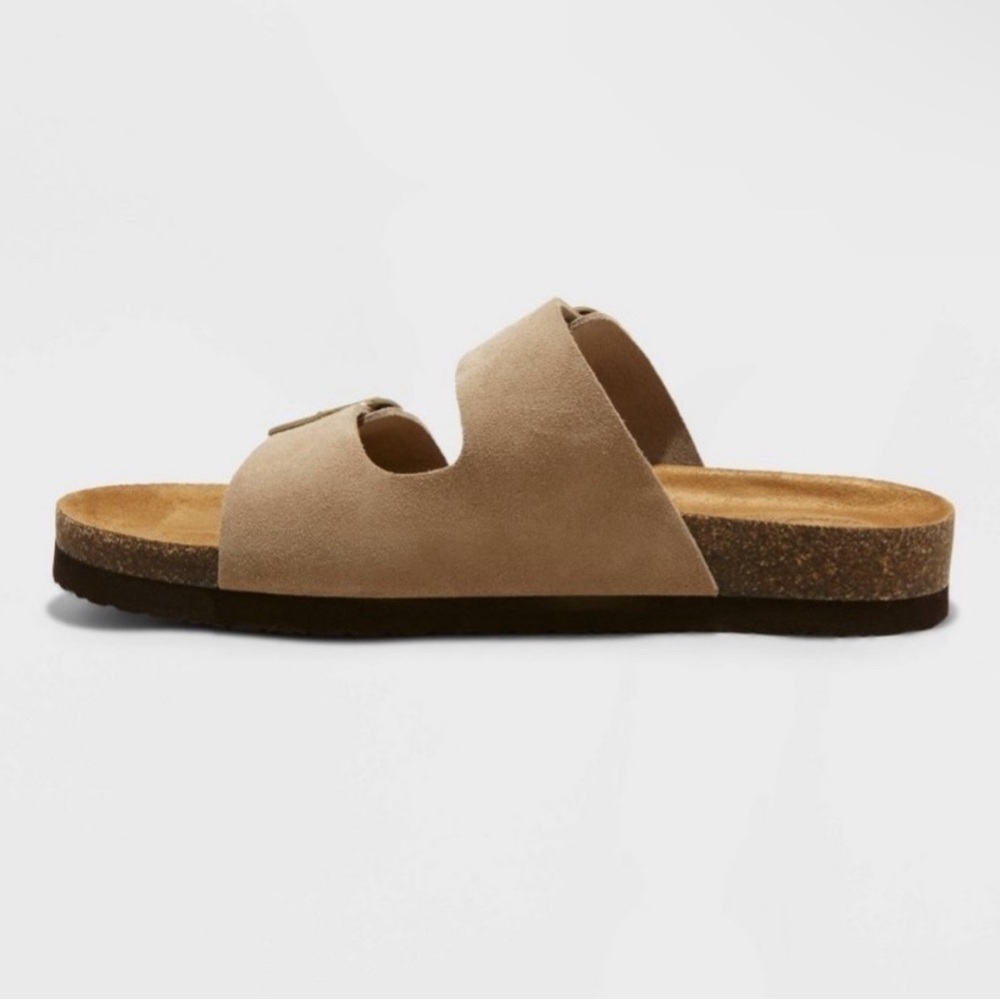 Universal Thread Women's Devin Two Band Footbed Sandals Taupe Size 11 - Picture 2 of 5